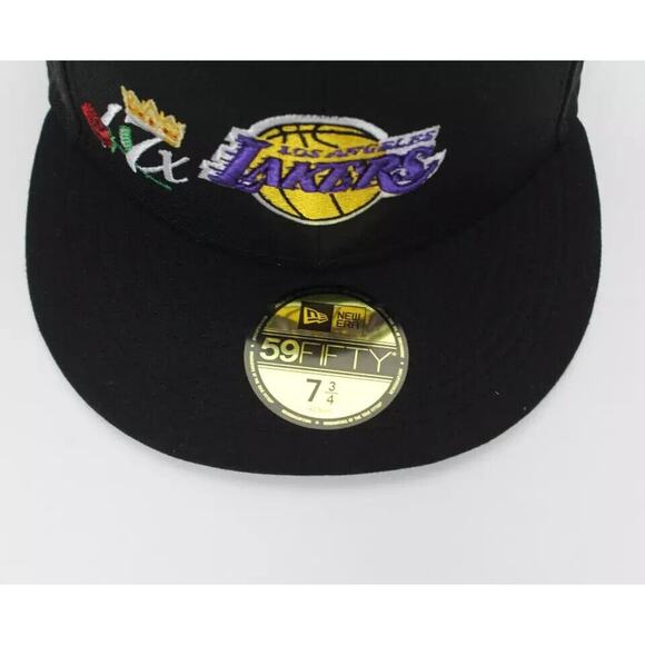 New Era Los Angeles Lakers Crown 17x Champions Fitted Hat Black Size 7 3/4 - Picture 7 of 8